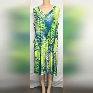 Attitudes By Renee XLP Summer Dress Slinky Stretch Knit Pullover Elastic Waist